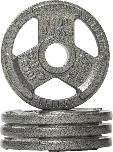 Miniatura 10 de Fitvids 2 Inch Olympic Barbell Weight Plates, 2.5 LB to 45 LB Plates for Home Gym Strength Training, Triple-handle Design