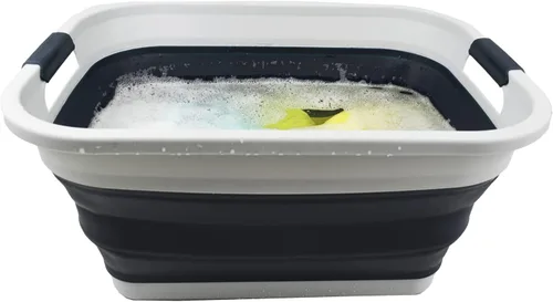 Miniatura 4 de SAMMART Cesta de lavandería de plástico plegable de 36L (9.5 galones) Contenedor de almacenamiento plegable y organizador-Bañera de lavado portátil