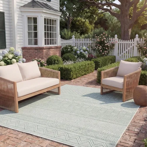 Miniatura 37 de SAFAVIEH Alfombra lavable para exteriores, colección Courtyard de 2.3 x 16 pies, color negro y gris, no desprende pelusa y de fácil limpieza, ideal