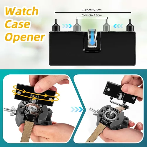 Miniatura 6 de Eventronic Combinación de kit de reparación de reloj y prensa de reloj, kit de herramientas de reloj con kit de herramientas de repuesto de batería