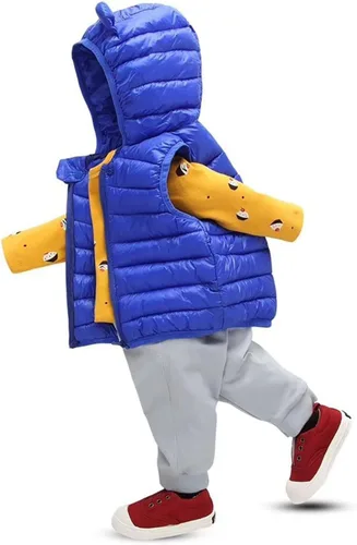 Miniatura 16 de Chaleco sin mangas de invierno para bebé, con cremallera sólida, con capucha y orejas de oso, chaqueta para niños y niñas