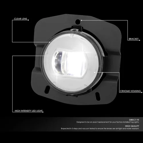 Miniatura 2 de DNA MOTORING FL-HAY-015-CH - Par de faros antiniebla de proyector LED completo compatibles con Kenworth T680 2011-2022, lente transparente cromada