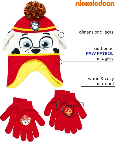 Miniatura 2 de Nickelodeon Sombrero de invierno de Paw Patrol para niños, 2 pares de guantes o mitones (niñosniños pequeños)