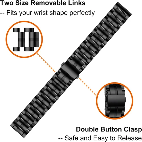 Miniatura 2 de Vivoactive - Correa de metal 4S, Venu 3S/2S, compatible con correas de reloj Fossil de 0.709 in, correa de acero inoxidable esmaltado compatible