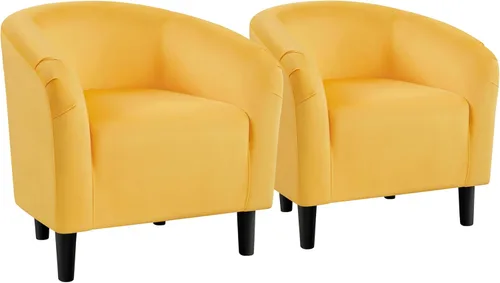 Miniatura 18 de Yaheetech Juego de 2 sillones, silla de club de tela de bouclé, silla elegante de sherpa con asiento suave y acolchado para sala de estar, Negro