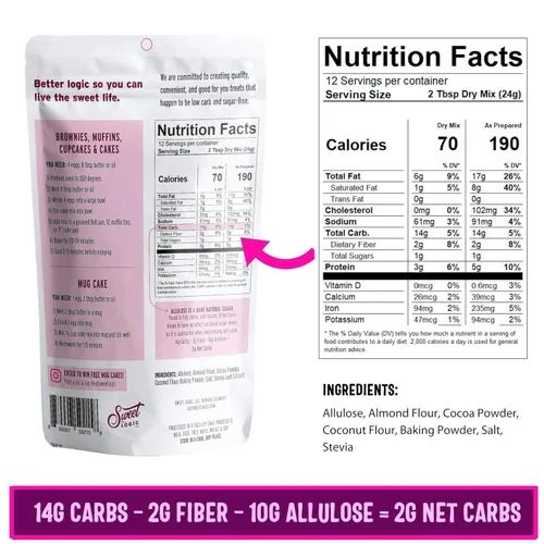 Sweet Logic Mezcla para hornear Keto - Triple Chocolate Cake - Sin gluten - Sin lácteos - Apto para diabéticos - Alta en proteínas - Con allulosa -
