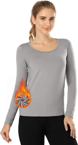 Miniatura 44 de MANCYFIT Tops térmicos para mujer, camisa con forro polar, manga larga, capa base, cuello en V