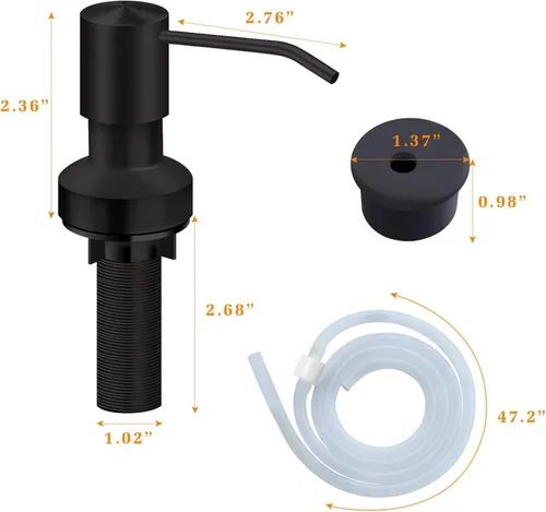Miniatura 5 de Dispensador de jabón para fregadero de cocina, dispensador de jabón integrado para fregadero de encimera con kit de tubo de extensión de 47