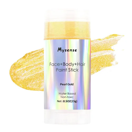 Miniatura 21 de Mysense Pintura en barra para el cabello facial y corporal morado pastel, a base de agua, lavable y temporal, pintura corporal crema no tóxica