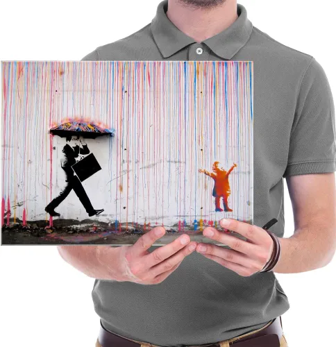 Miniatura 6 de Wieco Art Banksy Lluvia o Graffiti Colorido Callejero Famoso Pinturas en Lienzo Arte de Pared Moderno Inspirador Imágenes de Amor en Gris Impresión
