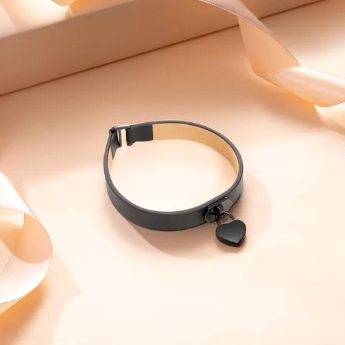 Miniatura 3 de MVMT Pulsera Heartlock de cuero para mujer