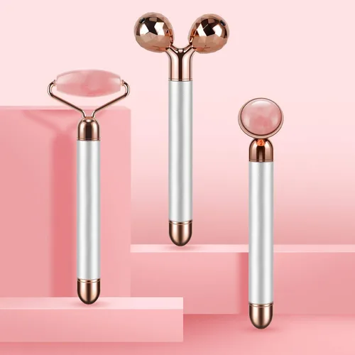 Miniatura 9 de Rodillo de jade eléctrico 3D rodillo facial y masajeador facial, cuarzo rosa 3 en 1