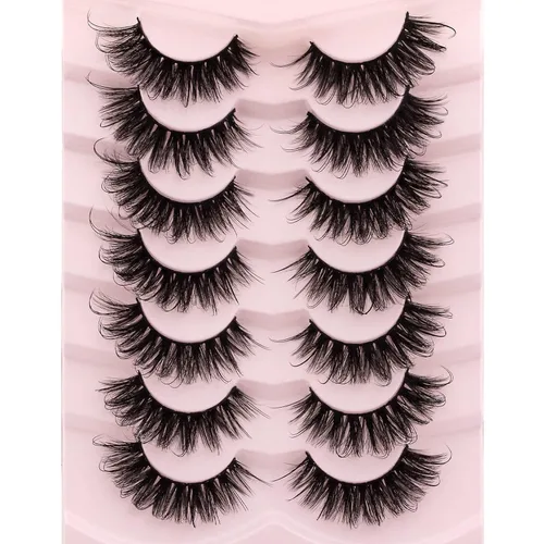 Miniatura 6 de DYSILK Pestañas de visón esponjosas, pestañas de ojos, 7 pares de pestañas dramáticas 8D, pestañas de visón sintético, pestañas naturales, largas
