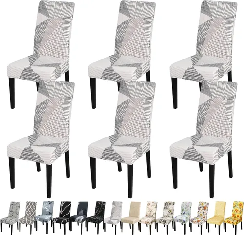 Miniatura 47 de JQinHome Juego de 8 fundas para sillas de comedor, fundas de alta elasticidad extraíbles y lavables, fundas protectoras de asiento para silla