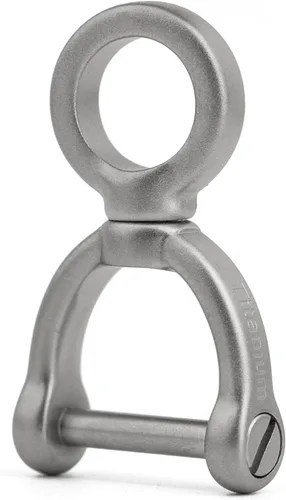 Miniatura 8 de TISUR Anillos en D giratorios de titanio con grillete de tornillo, herradura en forma de U, llavero DIY con eslabones rotados de cuero