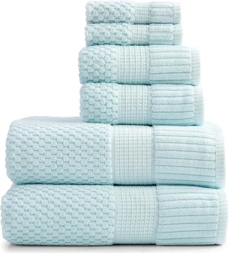 Miniatura 19 de NY Loft Juego de 4 toallas de baño 100% algodón, supersuaves y absorbentes, de secado rápido, 30 x 52 pulgadas, algodón texturizado y duradero