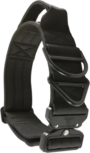 Miniatura 3 de Tacticollar - Collar táctico para perro de 2 pulgadas con asa para perros medianos y grandes, collar de nailon Mil Spec, hebilla de metal de Negro