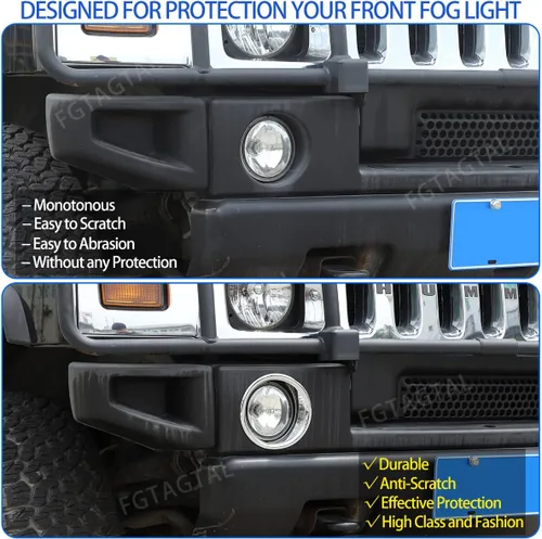 Miniatura 2 de Cubiertas de biseles para anillo de luz antiniebla para parachoques delantero, moldura para Hummer H2 2003-2009, accesorios protectores de lámpara