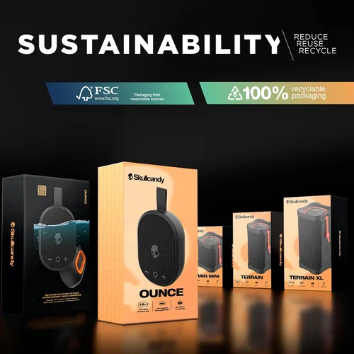 Miniatura 8 de Skullcandy Altavoz Bluetooth Inalámbrico Ounce – Altavoz Mini Portátil Impermeable IPX7 con Batería de 16 Horas, Radiador Pasivo de Disparo Hacia
