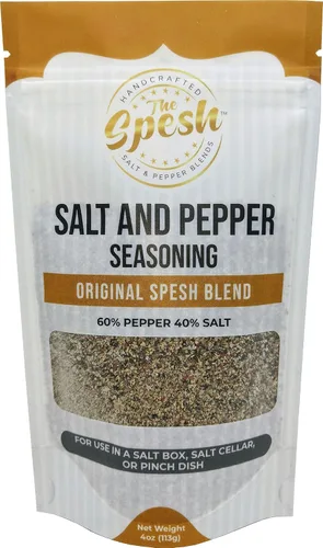 The Spesh - Mezcla de condimentos gourmet con acabado de sal y pimienta 4oz - Mezcla artesanal de 12 sales y pimientos. Perfecto en filetes