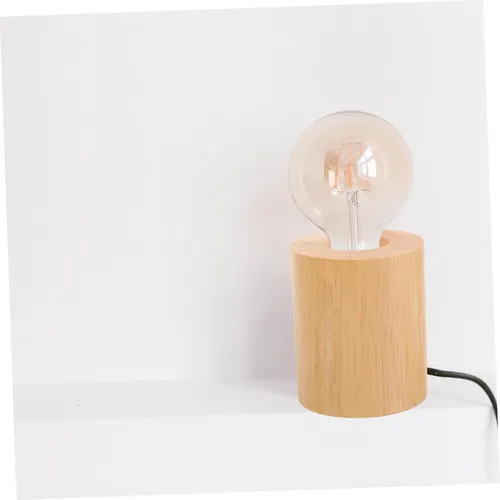Miniatura 6 de DOITOOL Lámpara de mesa de madera Base Base Cilindro Diseño Moderno Lámpara Soporte Luz de noche para escritorio