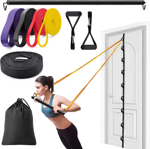 Brebebe Correa de anclaje de puerta para ejercicios de bandas de resistencia, anclaje de múltiples puntos para gimnasio en casa, banda de puerta