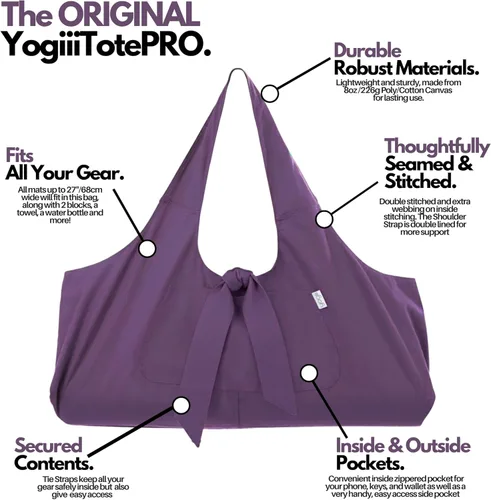 Miniatura 2 de Yogiii, bolsa para esterilla de yoga, la YogiiiTotePRO, bolsa grande para llevar esterilla de yoga con bolsillo lateral, para todos