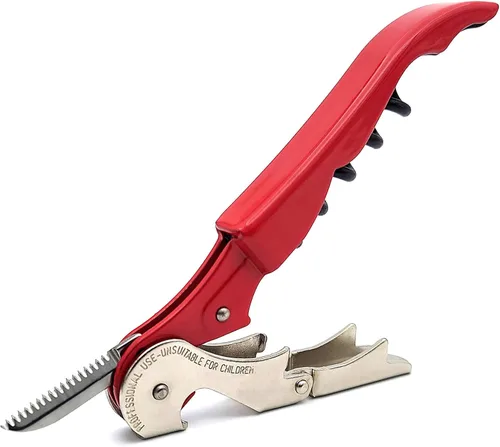 Miniatura 15 de Pulltap's - Sacacorchos genuino clásico 500 para camarero – Llave de vino con doble bisagra y cortador de papel de aluminio con bisagra – Diseño