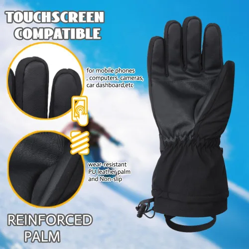 Miniatura 3 de Ixsun Guantes de esquí para hombres y mujeres, bolsillo con cremallera, suaves, cálidos, impermeables, resistentes al viento, adecuados para esquís