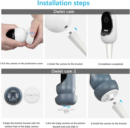 Miniatura 3 de HOLACA Soporte giratorio flexible para Owlet Cam 2 y Owlet Cam Baby Monitor Soporte de cámara con agujero roscado de 1/4 y montaje ajustable de 360