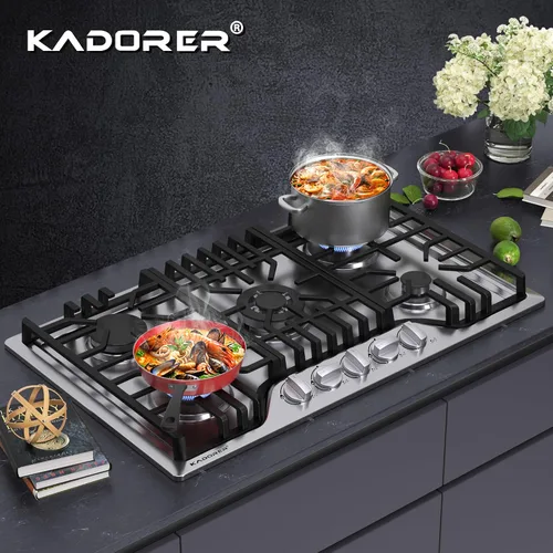 Miniatura 7 de Placa de cocina de gas de 30 pulgadas, estufa de gas integrada con 5 quemadores, cocinas convertibles NG/LPG, placa de cocina de propano de 5