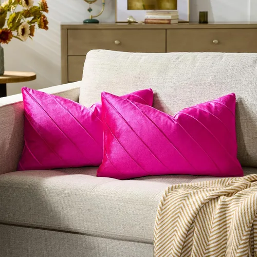 Miniatura 10 de GIGIZAZA Fundas de almohada decorativas de terciopelo de 16 x 16 pulgadas, juego de 2 fundas de almohada color naranja tostado para sofá, fundas