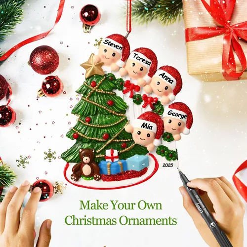 Miniatura 5 de Adornos de Navidad personalizados 2025, familia de 2, 3, 4, 5 y 6, adorno de Navidad personalizado con nombres, adornos familiares personalizados