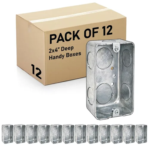 Miniatura 18 de Caja práctica profunda, caja eléctrica de acero estirado de 4 x 2, 2-1/8 pulgadas de profundidad de metal de una sola banda de montaje en superficie