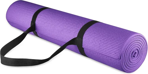 Miniatura 13 de Signature Fitness Esterilla de yoga multiusos de 1/4 de pulgada de alta densidad antidesgarro con correa de transporte con bloques de yoga