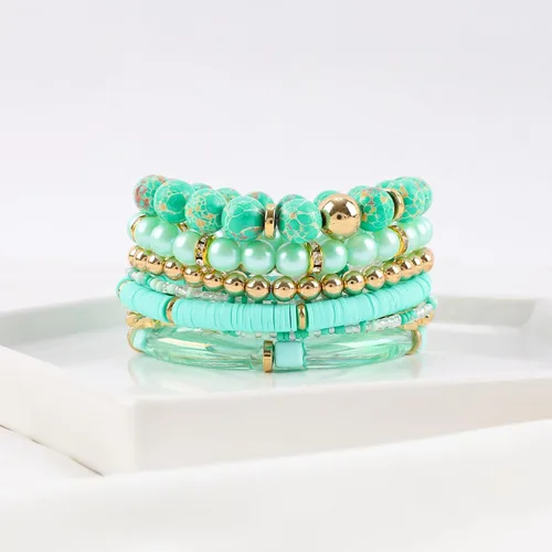 Miniatura 6 de Pulseras bohemias de cuentas de turquesa para mujer, 10 unidades, apilables, de piedra natural, elásticas, de varias capas, juego de pulseras