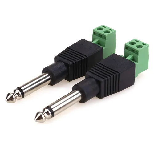 NANYI TS Jack de 1/4 pulgadas, conector macho mono de 0.250 in para guitarra/altavoz/micrófono que puede ser tornillo sin soldadura, paquete de 2
