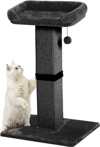 Karolpar Rascador de gato de 32 pulgadas para gatos de interior, rascador de sisal para gatos con percha de felpa, poste grande para rascar con