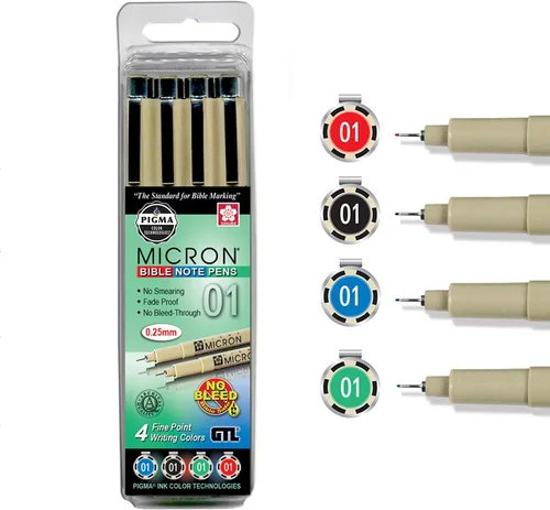 Miniatura 7 de G.T. Luscombe Company, Inc. Pigma Micron 05 - Kit de bolígrafos de punta media para notas bíblicas, tinta pigmentada que no se corre, seguro