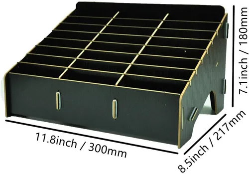 Miniatura 2 de XICHENGSHIDAI Soporte para teléfono celular con 24 ranuras para aula, caja de almacenamiento de teléfono con aspecto de madera y organizador de Negro