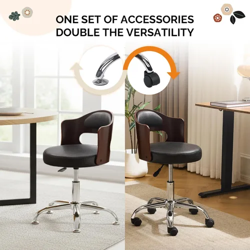 Miniatura 5 de VINGLI Silla de Escritorio de Oficina en Casa sin Brazos, Silla Giratoria Ajustable, de Doble Uso con/sin Ruedas, Pequeña Silla de Trabajo Curvada
