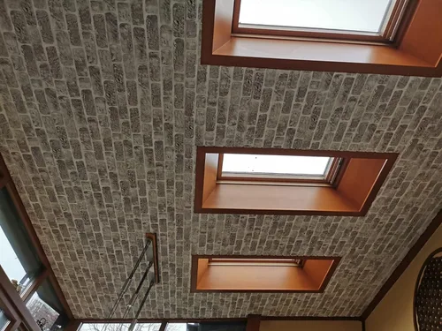 Miniatura 5 de Dundee Deco Paneles de pared 3D de ladrillo sintético, revestimiento, paneles de pared con aspecto de piedra blanca y gris, revestimiento de espuma