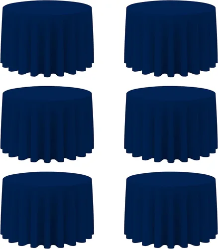 Miniatura 35 de BRILLMAX Paquete de 4 manteles redondos color azul rey de 132 pulgadas, tela de lino de poliéster lavable a granel, para bodas, recepciones, Azul