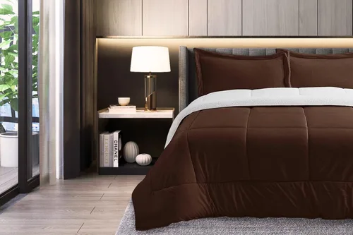 Miniatura 7 de Elegant Comfort Juego de edredón sherpa ultra afelpado de 3 piezas, color sólido y reverso esponjoso, apto para todas las estaciones, peso pesado