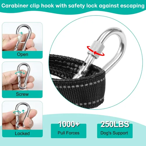 Miniatura 2 de Correa larga para perro a prueba de mordidas, cable de amarre para perros resistente de 10/20/30/50 pies con mosquetón, correas para perros medianos