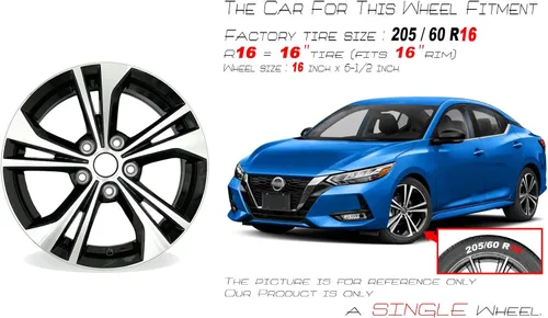Miniatura 2 de Nueva rueda de aleación individual de 16 "16x6.5 pulgadas para Nissan Sentra 2020–2023 Llanta de repuesto de diseño OEM Negro mecanizado
