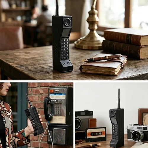 Miniatura 5 de Adorno retro de ladrillo para teléfono celular, accesorio de teléfono de los años 90, accesorios de fotografía portátiles a la antigua, decoración