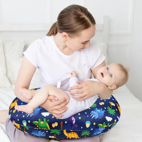 Miniatura 4 de Hooyax Funda de almohada de lactancia impermeable para bebé, fundas elásticas para almohadas de lactancia materna, adorable funda de almohada