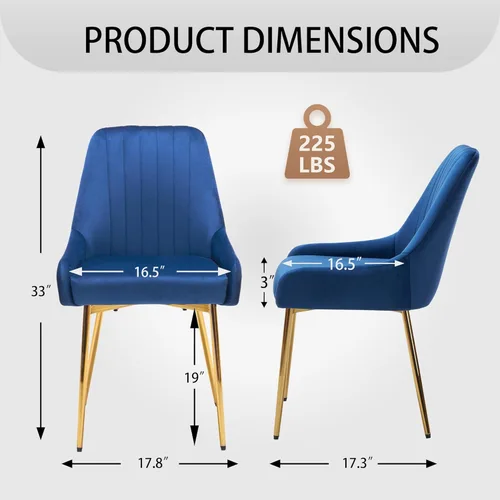 Miniatura 3 de Sillas de comedor de terciopelo, sillas de terciopelo, silla de cocina, silla de comedor, sillas de comedor, silla de comedor, con patas de metal