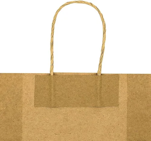Miniatura 9 de Paquete de 100 bolsas de regalo de papel para manualidades de color marrón y color azul con asas para fiestas de cumpleaños, regalos de Navidad